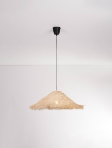 Torenla lampa wisząca 1xE27 czarna rattan LE45369