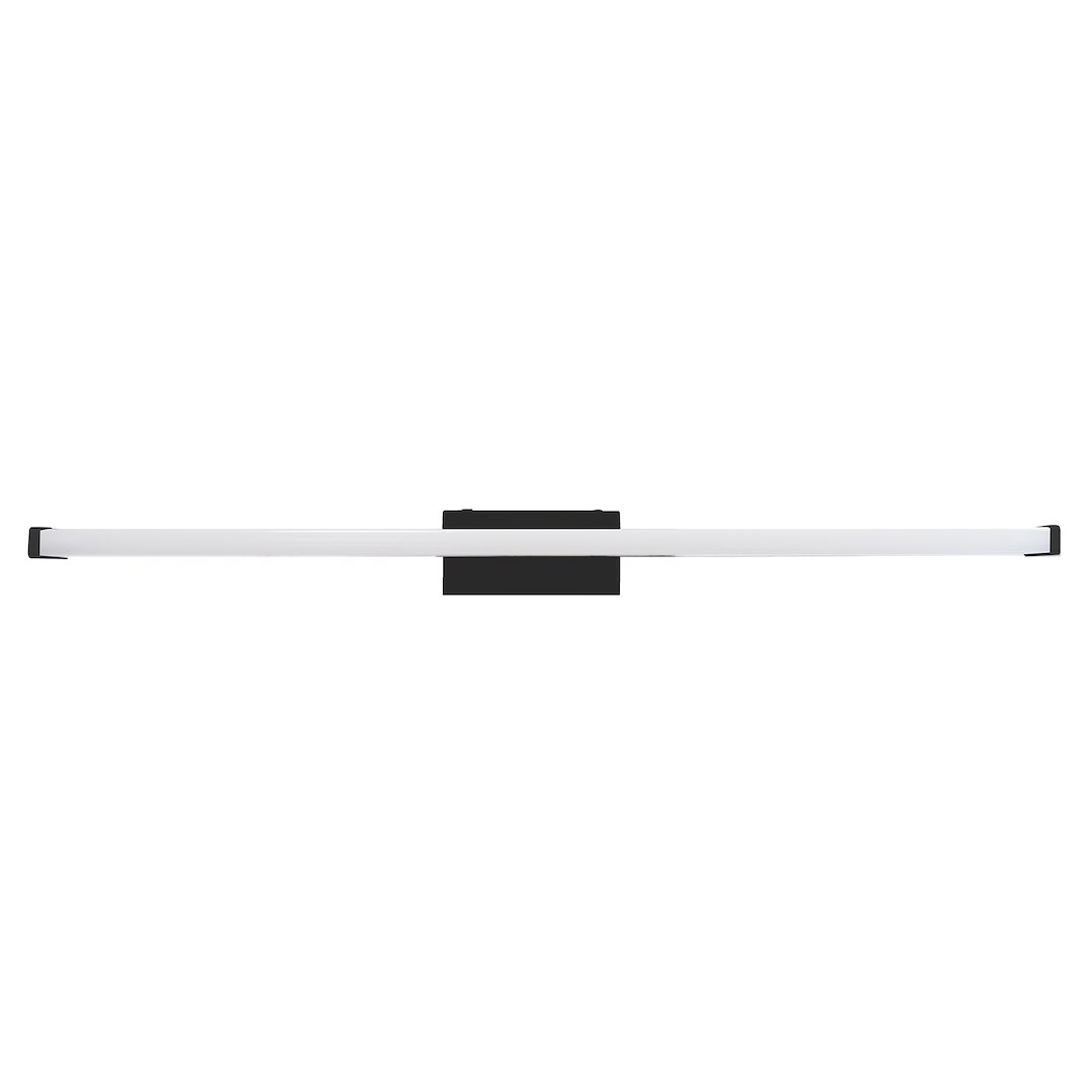 Kinkiet Mirore L60 LED 10W 4000K w kolorze czarnym, z prostokątną, minimalistyczną obudową. Ułożony poziomo, emitujący chłodne białe światło. Ochrona IP44, idealny do łazienki lub na zewnątrz.