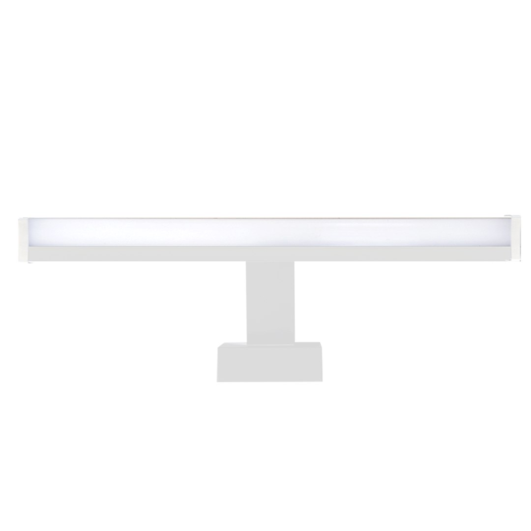 Kinkiet Mirore L40 LED 8W 4000K IP44 w kolorze białym. Prosta, prostokątna forma z osłoną z mlecznego szkła, montowany na ścianie. Wysoka klasa ochrony IP44, idealny do łazienki lub pomieszczeń o podwyższonej wilgotności.