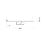 Mirore kinkiet L40 LED o mocy 8W, kolor biały, wymiary 400 mm x 141 mm x 45 mm. Prosty, minimalistyczny design, przeznaczony do montażu na ścianie, z klasą ochrony IP44, idealny do wnętrz.