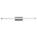 Mirore kinkiet L30 LED 5W 4000K IP44 w srebrnym kolorze, prostokątny, zamontowany na ścianie. Źródło światła w formie białej, matowej tuby, z widocznymi mocowaniami. Prosty design, idealny do nowoczesnych wnętrz.