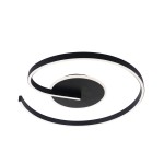 Lampa sufitowa LED 22W 4000K w czarnym kolorze, z eleganckim, spiralnym kształtem. Ujęcie z góry, pokazujące detale i strukturę powierzchni. Centralna część okrągła, z wystającymi elementami świetlnymi. Idealna do nowoczesnych wnętrz.