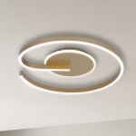 Lorenzo lampa sufitowa LED 22W 4000K w kolorze złotym, o nowoczesnym, okrągłym kształcie. Zainstalowana na suficie, z podświetleniem LED wzdłuż krawędzi. Jasne światło zapewnia elegancką atmosferę w pomieszczeniu.