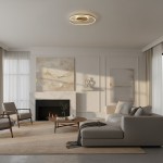 Lampa sufitowa LED Lorenzo 22W 4000K w złotym kolorze, zamontowana na suficie. Posiada nowoczesny, okrągły kształt z podwójnym pierścieniem świetlnym. W tle widoczny elegancki salon z kominkiem, sofą i stolikiem kawowym.
