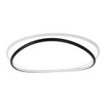 Lampa sufitowa LED Halo w kolorze czarnym i białym o mocy 38W i temperaturze barwowej 4000K. Posiada dwa okręgi, jeden czarny, drugi transparentny, ułożone w sposób nowoczesny, z widocznymi krawędziami.