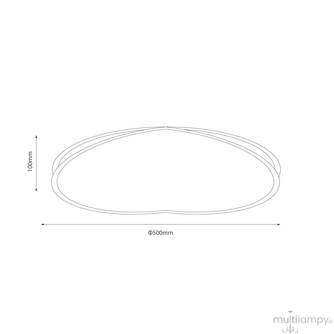 Czarna i biała lampa sufitowa LED o mocy 38W i temperaturze barwowej 4000K, okrągła, o średnicy 500 mm i wysokości 100 mm, z minimalistycznym designem, idealna do nowoczesnych wnętrz.