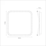 Cali Square lampa sufitowa LED 30W 4000K w kolorze czarnym i białym, kwadratowa, o wymiarach 400mm x 400mm x 75mm, z zaokrąglonymi krawędziami, przeznaczona do montażu sufitowego.
