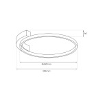 Lampa sufitowa LED Luna 18W w kolorze czarnym, o średnicy 400 mm i wysokości 60 mm. Okrągły kształt, minimalistyczny design, przeznaczona do montażu sufitowego. Idealna do nowoczesnych wnętrz.