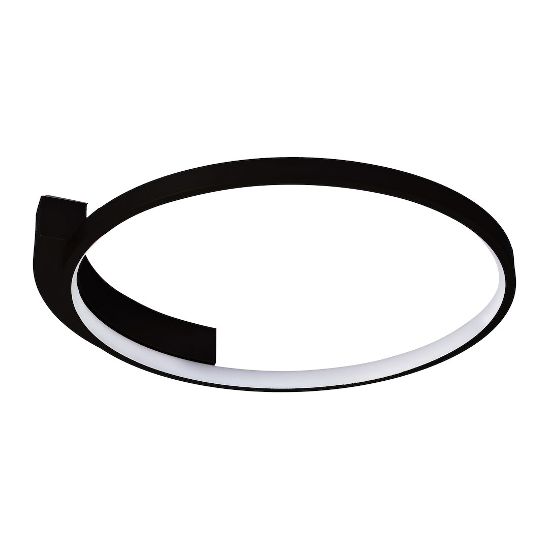 Lampa sufitowa LED Luna 18W w kolorze czarnym, o okrągłym kształcie, z białym kloszem. Zawieszona w pozycji poziomej, emitująca światło o temperaturze barwowej 4000K. Prosty, nowoczesny design, idealna do różnych wnętrz.