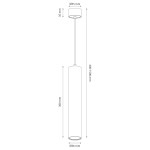Lampa wisząca Genesis 1xGU10 w kolorze czarnym z złotymi akcentami, cylindryczny kształt, średnica 56 mm, wysokość 300 mm, regulowana długość zawieszenia 400-1500 mm, montaż sufitowy.