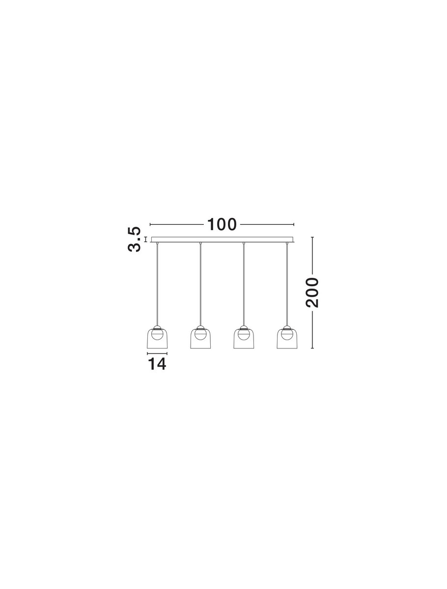 Lampa wisząca Tavenco z czterema źródłami LED 20W w kolorze czarnym. Prosty, nowoczesny design, długość 100 cm, wysokość 200 cm, średnica klosza 14 cm, zawieszenie na cienkich linkach. Idealna do nowoczesnych wnętrz.