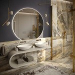 Lampa wisząca Rugia 2xG9 w kolorze złotym, zamontowana w nowoczesnej łazience. Ujęcie frontalne, lampa składa się z dwóch stylowych kloszy. W tle elegancka aranżacja z lustrem i minimalistycznymi umywalkami.