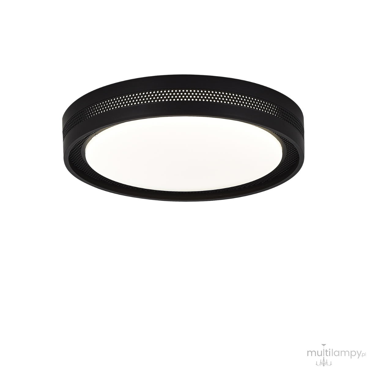 Ronda plafon D39 LED 25W CCT w kolorze czarnym, o okrągłym kształcie. Posiada białą oprawę świetlną w centrum i perforowaną obręcz, montowany na suficie. Idealny do nowoczesnych wnętrz.