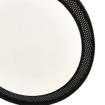 Plafon Ronda D39 LED 25W w kolorze czarnym, o okrągłym kształcie. Wzdłuż krawędzi znajduje się perforowany wzór. Źródło światła z możliwością zmiany temperatury barwowej. Widok z góry, podkreślający detal i strukturę.