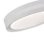 Plafon LED Ronda D39 w kolorze białym, o mocy 25W CCT. Okrągła konstrukcja z perforowanym wzorem na obrzeżu, emitująca jasne światło. Ujęcie z boku, pokazujące detal wykończenia i źródło światła.