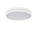Plafon Ronda D39 w kolorze białym, okrągły, z wbudowanym oświetleniem LED 25W CCT. Produkt ma gładką, matową powierzchnię oraz perforowane boki, montowany sufitowo. Wymiary: średnica 39 cm.