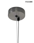 Lampa wisząca Balance w kolorze grafitowym z oprawą na jedną żarówkę G9. Widok z dołu, pokazujący okrągły sufitowy uchwyt w matowym wykończeniu, z widocznym kablem i linką mocującą.