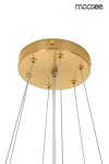 Lampa wisząca Roch 80 w kolorze złotym, z metalowym stelażem, z 10 gniazdami E14. Widok od góry ukazujący okrągłą, złotą podstawę z widocznymi mocowaniami i sześcioma przewodami zawieszenia.