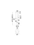 Lampa wisząca Monreta 3xLED 20W w kolorze czarnym z multikolorowymi kloszami. Wymiary: długość regulowana od 47,5 do 237,5 cm, szerokość 30 cm, grubość 3,5 cm. Klosze o różnych kształtach, zawieszone na cienkich linkach.