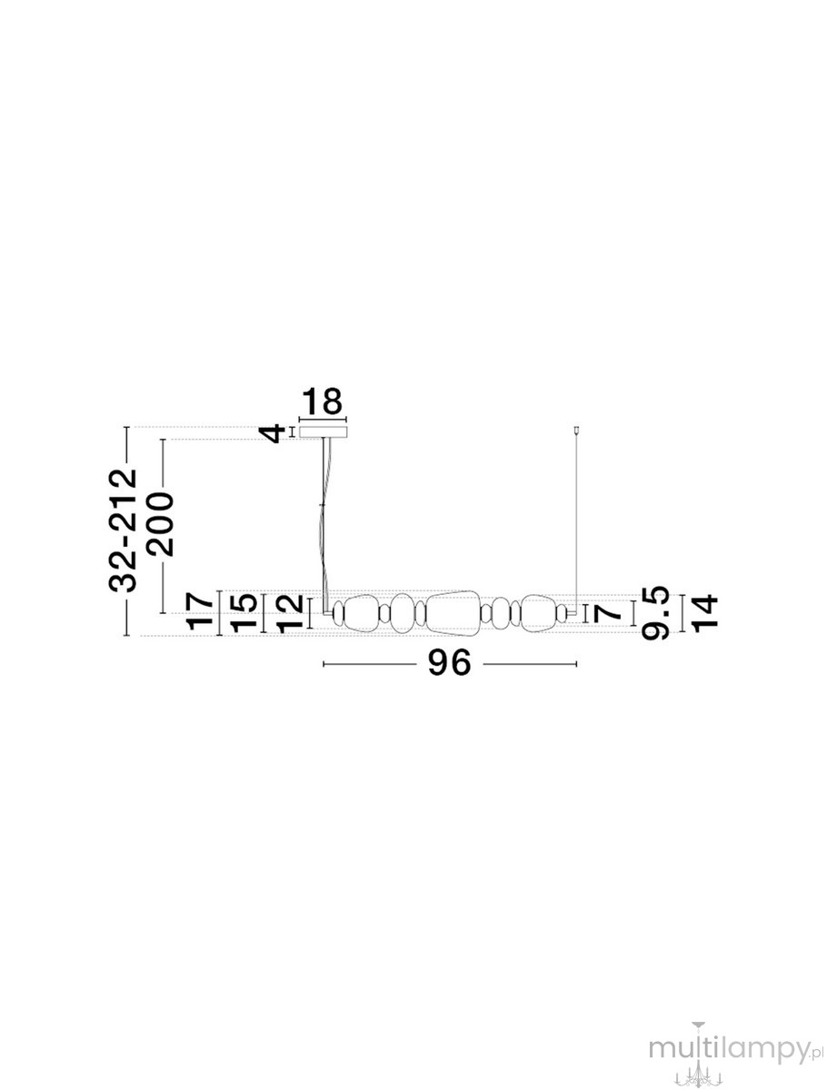 Lampa wisząca Felanzo 1xLED 28W w kolorze złotym, z wielokolorowymi elementami. Prosty, nowoczesny kształt. Wymiary: długość 96 cm, regulowana wysokość 32-212 cm. Idealna do oświetlenia wnętrz.