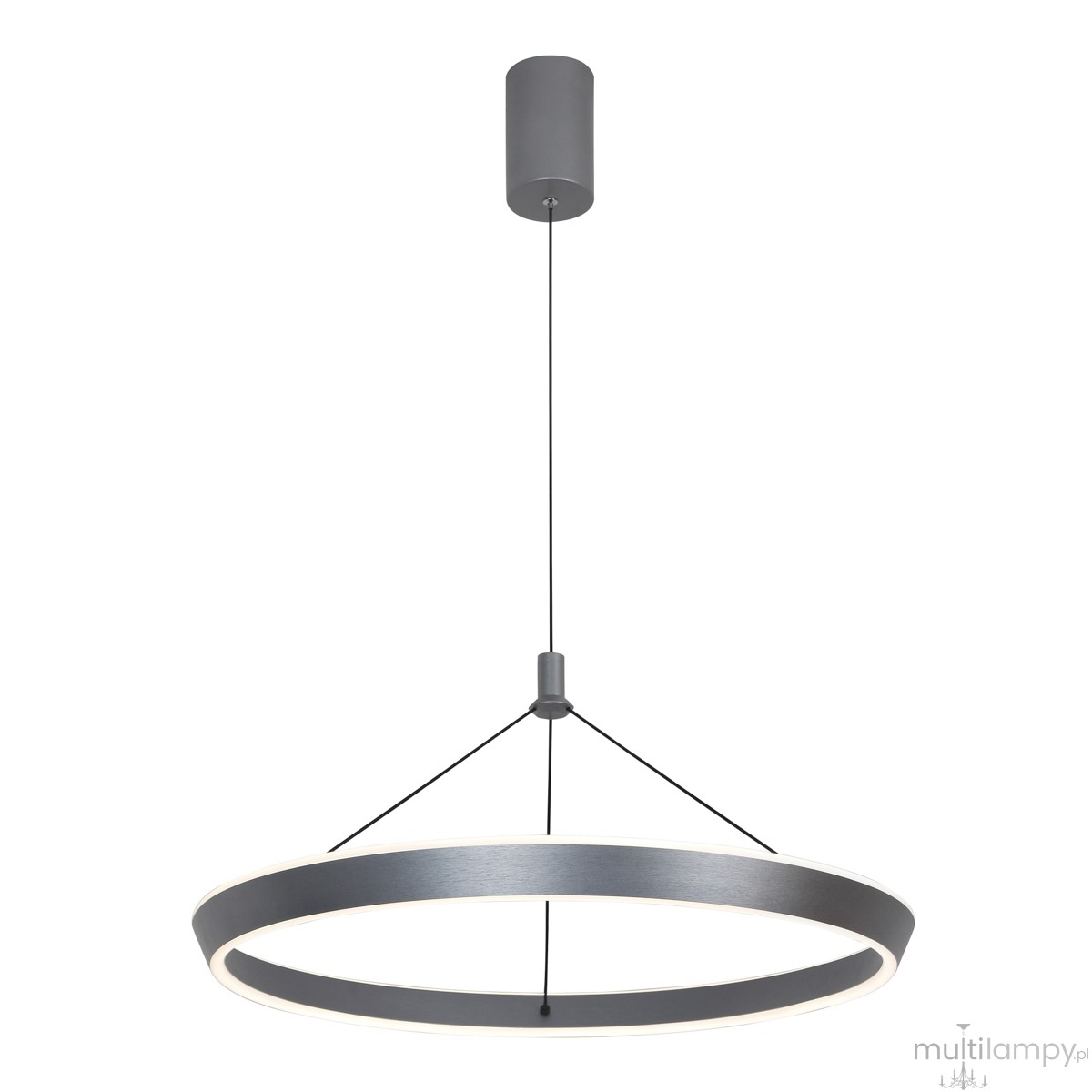 Lampa wisząca LED Ottana D60 w kolorze szarym, o okrągłym kształcie. Posiada metalowy klosz z matowym wykończeniem oraz wbudowane oświetlenie LED 30W CCT. Zawieszona na cienkim przewodzie, z minimalistycznym mocowaniem sufitowym.