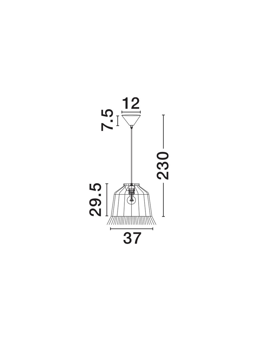 Lampa wisząca Fanliza 1xE27 w kolorze czarnym, z kloszem w kształcie stożka. Wymiary: wysokość 230 cm, szerokość 37 cm, głębokość 29,5 cm. Montaż na suficie, minimalistyczny design.