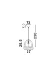 Lampa wisząca Fanliza 1xE27 w kolorze czarnym, z kloszem w kształcie stożka. Wymiary: wysokość 230 cm, szerokość 37 cm, głębokość 29,5 cm. Montaż na suficie, minimalistyczny design.