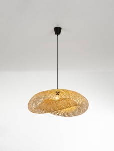 Nulvero lampa wisząca 1xE27 czarna rattan LE45366