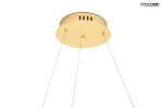 Lampa wisząca LED Waves 60, moc 28W, barwa światła 3000K. Złoty, okrągły klosz z metalowym wykończeniem, zawieszony na cienkich linkach. Widoczna górna część z elementem mocującym i otworami wentylacyjnymi.