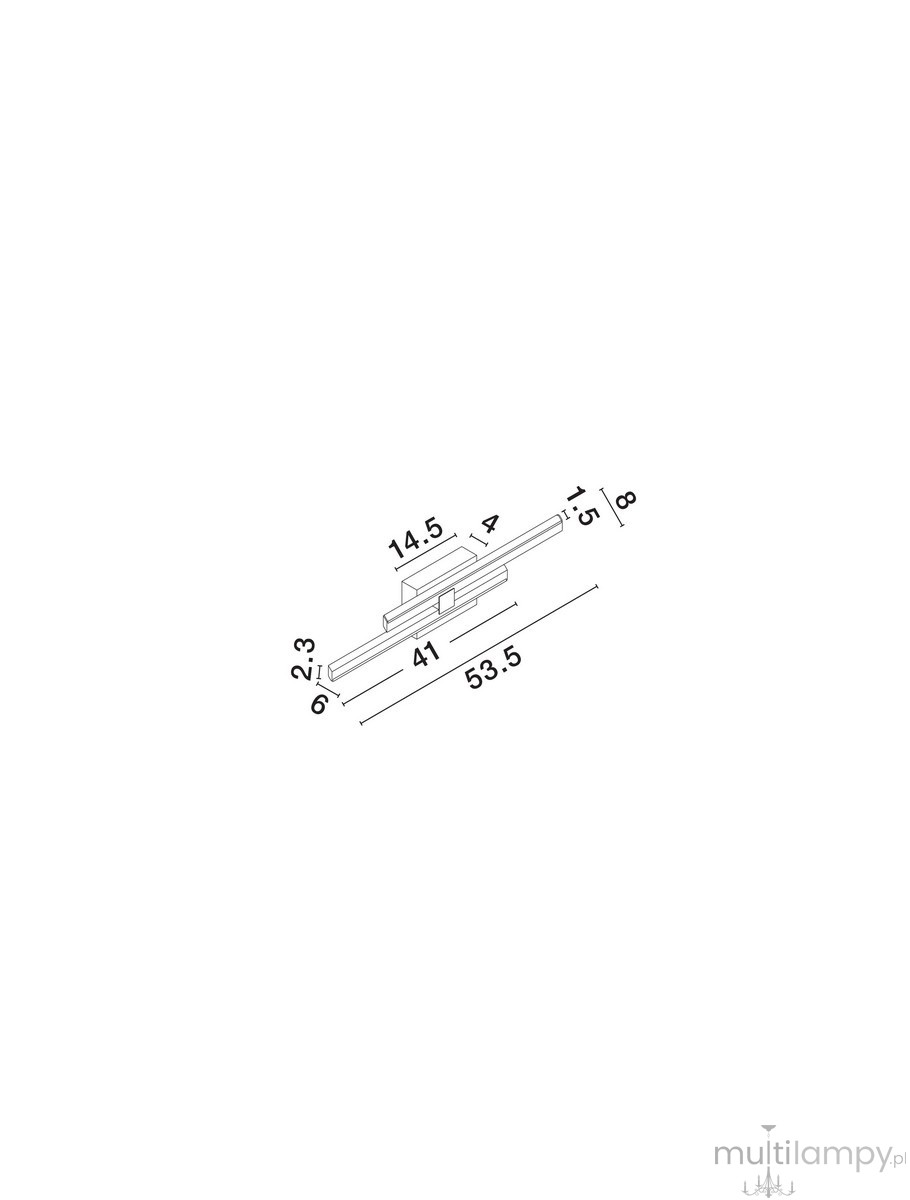 Kinkiet Felvira 2xLED 12W w kolorze czarnym i złotym, o wymiarach 53,5 cm długości, 14,5 cm szerokości i 8 cm wysokości. Prosty, minimalistyczny design z prostokątnym kształtem, idealny do nowoczesnych wnętrz.