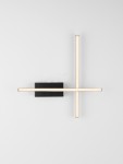 Kinkiet Catervo 2xLED 14W w kolorze czarnym, z minimalistycznym designem. Posiada dwa prostokątne źródła światła w ciepłej barwie, umieszczone na płaskiej, czarnej podstawie. Montowany na ścianie, prezentuje nowoczesny styl.