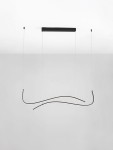 Lampa wisząca Cirvela 2xLED 27W CCT w kolorze czarnym, z nowoczesnym, falistym kształtem. Zawieszona na cienkich linkach, z prostokątnym mocowaniem sufitowym. Idealna do nowoczesnych wnętrz.