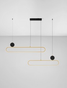 Turviano lampa wisząca 2xLED 49W czarna złota LE45490