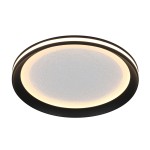 Plafon Artizo D30 18W w kolorze czarnym, okrągły z białym, teksturowanym kloszem, podświetlony LED z delikatnym ringiem świetlnym. Ujęcie z boku, ukazujące jego płaską formę i elegancki design. Idealny do nowoczesnych wnętrz.