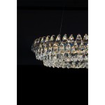 Lampa wisząca Barletta D60 z jednym źródłem światła LED 60W, w złotej oprawie. Widoczna elegancka kompozycja kryształowych wiszących elementów, odbijających światło, z wyraźnym, błyszczącym wykończeniem. Ujęcie z góry, na ciemnym tle.