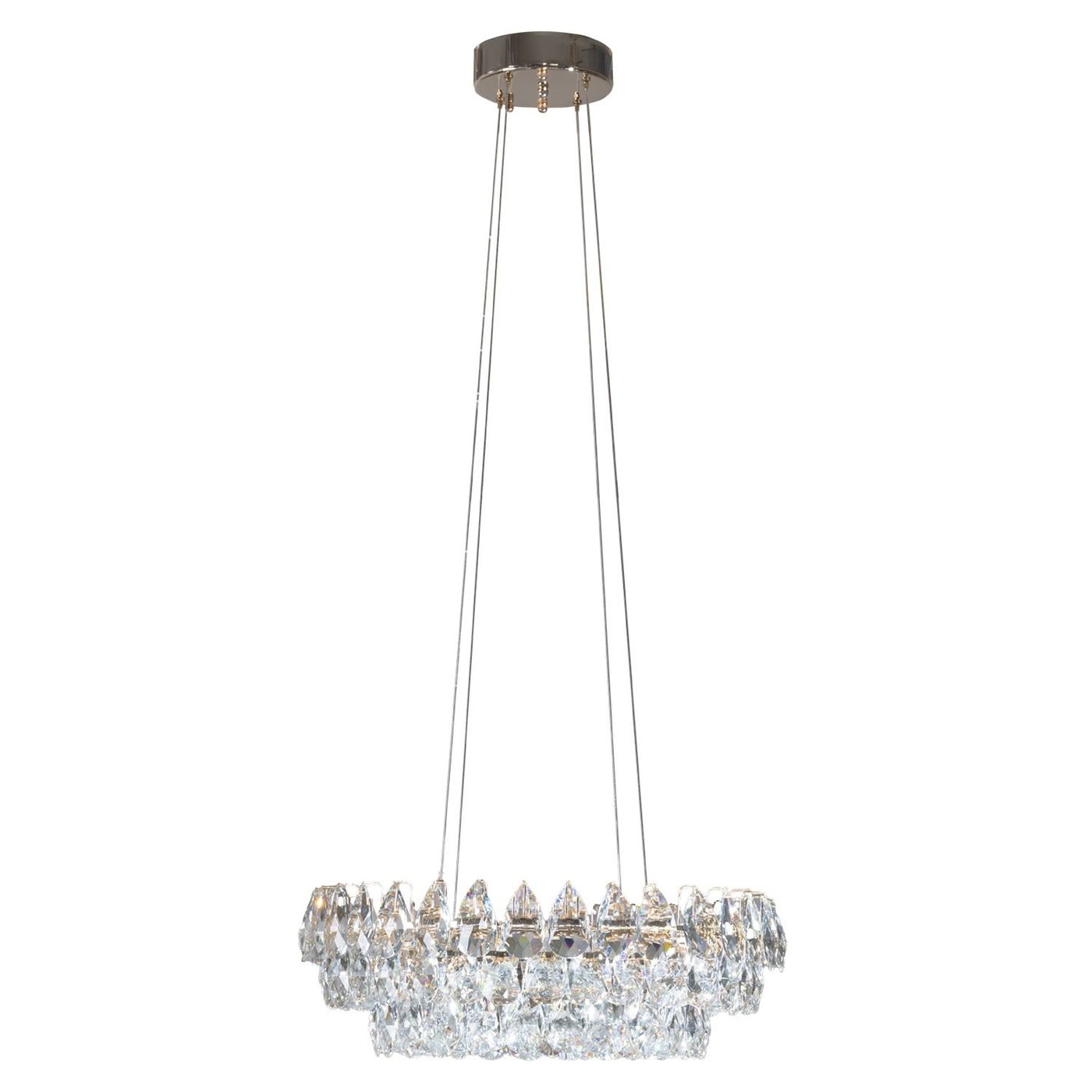 Lampa wisząca Barletta D60 z jednym źródłem LED 60W, w złotym kolorze. Posiada przezroczysty klosz z kryształowymi elementami, zawieszona na dwóch linkach, z okrągłym, metalowym mocowaniem sufitowym.