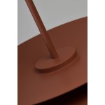 Lampa wisząca LED 12W w kolorze kasztanowym, ukazująca detal podstawy oraz uchwytu. Produkt ma okrągły, matowy klosz i prostą konstrukcję, zawieszony na cienkim, metalowym stelażu. Tło jasne, co podkreśla kolor lampy.