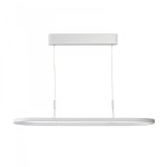 Lampa wisząca LED Layla 120 w kolorze białym, o mocy 50W. Posiada prostokątną, minimalistyczną formę z cienkimi zawieszeniami. Montaż sufitowy, idealna do nowoczesnych wnętrz. Tło proste, białe, podkreślające elegancję lampy.