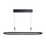 Lampa wisząca LED Layla 120, czarna, o mocy 50W. Posiada prostokątną, cienką konstrukcję zawieszoną na cienkich linkach. Elementy metalowe w matowym wykończeniu, z widocznym źródłem światła wewnątrz. Idealna do nowoczesnych wnętrz.
