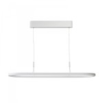 Lampa wisząca LED Layla 150 w kolorze białym. Posiada prostokątną, cienką oprawę w minimalistycznym stylu, zawieszoną na cienkich linkach. Idealna do nowoczesnych wnętrz, zapewniająca równomierne oświetlenie.