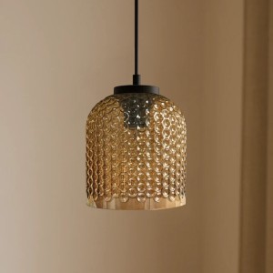 Capri D18 lampa wisząca 1xE27 czarna/bursztynowy K-5620