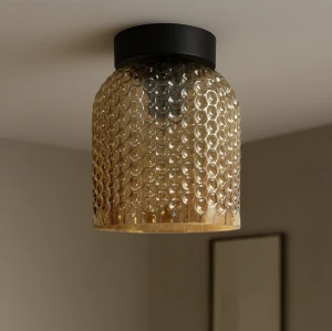 Capri D18 lampa sufitowa 1xE27 czarna/bursztynowy K-5622