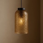 Capri D14 lampa wisząca 1xE27 czarna/bursztynowy K-5621