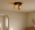 Capri lampa sufitowa 2xE27 czarna/bursztynowy K-5624