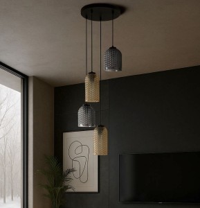 Capri lampa wisząca 4xE27 czarna/multikolor K-5627