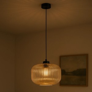 Clark D30 lampa wisząca 1xE27 czarna/bursztynowy K-5651