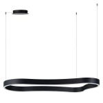 Lampa wisząca LED Mirabella 90 w czarnym kolorze, o mocy 48W, z opływowym kształtem. Zawieszona na cienkich linkach, z okrągłym mocowaniem sufitowym. Idealna do nowoczesnych wnętrz.