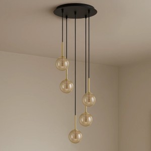 Galaxy lampa wisząca 5xG9 czarna/bursztynowy K-5561