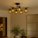 Delta lampa sufitowa 6xE14 czarna/bursztynowa K-5162