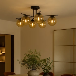 Delta lampa sufitowa 6xE14 czarna/bursztynowa K-5162